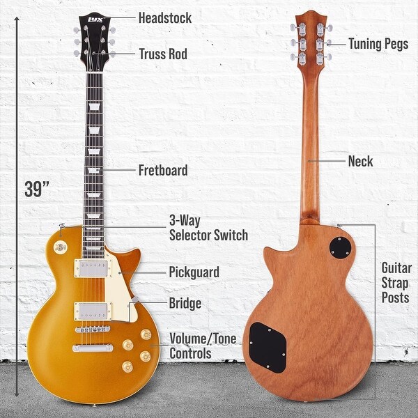 LyxPro 39" SB Series Electric Guitar, LP Style For Beginner ...